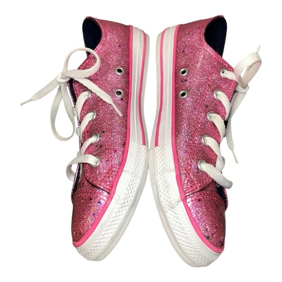 Converse Girl Youth Junior Size 3 Pink 665108C Sparkle Glitter Sneaker - Picture 4 of 10